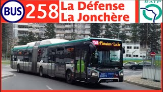 Bus 258 RATP La Défense  La Jonchère RueilMalmaison [upl. by Ahtikal]