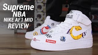 SUPREME NBA NIKE AIR FORCE 1 MID REVIEW [upl. by Ahseinaj]