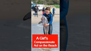 A Girls Compassionate Act on the BeachshortsDolphin rescueAnimal rescue [upl. by Yddeg920]