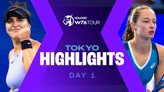 Andreescu amp Fernandez on court in Tokyo Sonmez features on Day 1  WTA Match Highlights [upl. by Hynes728]