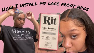 How I Install My Lace Front Wigs Featuring Rit Color Remover amp Yolissa Hair✨💋 [upl. by Esyla]