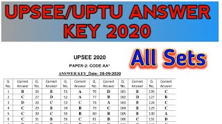 UPSEEUPTU ANSWER KEY 2020 ALL SETS  HOW TO DOWNLOAD UPTU ANSWER KEY 2020  UPTUAKTUUPSEE ANS KEY [upl. by Aubreir]