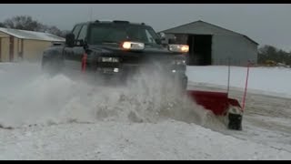 Snow Plowing 02 Silverado 3500 Crew Cab Dually Western Pro Plow Custom Wings [upl. by Rosemaria]