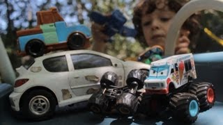 TOW MATER Cars 2 FUN with KIDS HotWheels TOYS CAR RACE Movie [upl. by Grunenwald]