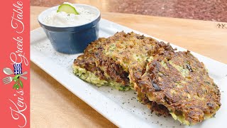 Greek Style Zucchini Fritters  Kolokithokeftedes Recipe  Ken Panagopoulos [upl. by Ahgiel]