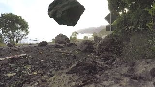 Landslide and rockfall during Kaikoura Earthquake aftershock [upl. by Moira]