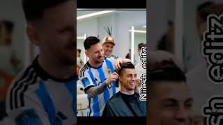 Messi giving hair Cut to ronaldofootball edit subscribe ronaldoedit messi support like [upl. by Hymie]