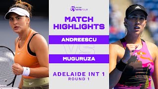 Bianca Andreescu vs Garbiñe Muguruza  2023 Adelaide 1 Round 1  WTA Match Highlights [upl. by Nednarb619]