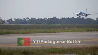 KLM CityHopper Landing and BOUNCE  New Embraer E190E2 Landing in Low Winds [upl. by Aeret]