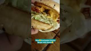 Wow😯Overloaded Chicken Burger with cheese😋 shortsviral shorts chickenburger foodlover [upl. by Sylvanus35]