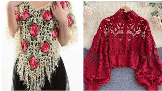 Most beautiful crochet cap shawl ponchu designs for women [upl. by Hawker837]