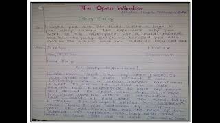 DIARY ENTRY OF THE OPEN WINDOW BY HECTOR HUGH MUNRO SAKI [upl. by Selwin]