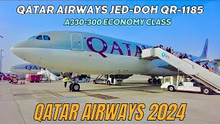 QATAR AIRWAYS JEDDOH A330300 A7AEO Economy Class [upl. by Ahseined207]