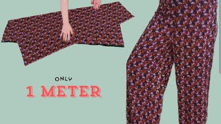 Very Easy Palazzo Pants Trouser Cutting and Stitching from Only 1 Meter for beginners [upl. by Caritta418]