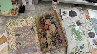 Edwardian Garden Junk Journal  sewing in two signatures and adding pockets tattytreasure [upl. by Enimajneb788]