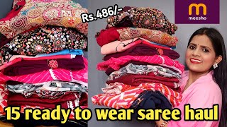 Meesho Huge Ready To Wear Saree Haul15 Viral Saree HaulPartywearwedding Sarees [upl. by Hooker]