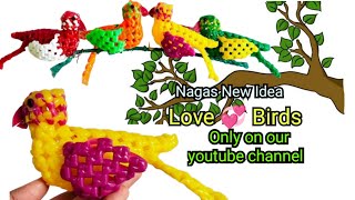 பஞ்சவர்ணக்கிளிகள் plastic wire love Birds making koodai wire craft birds video toys making birds [upl. by Iht]