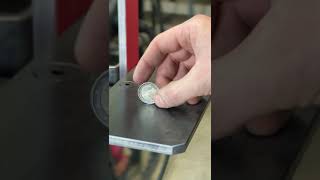 BATKO MACHINES  WOWWW Coin test on the Batko3000XL belt grinder [upl. by Yeznil]