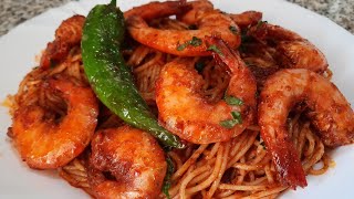 spaghetti au crevettes 🍤 مقرونة بالكروفات بطريقة ساهلة مع كل اسرار بنتها بنينة برشا 😋❤ [upl. by Nance]