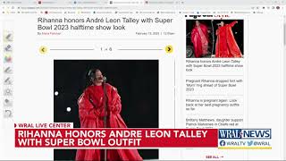 Rihanna honors Andre Leon Talley with Super Bowl outfit [upl. by Cathi]