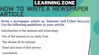 How to Write a Newspaper article ll Class 10 [upl. by Enwahs]