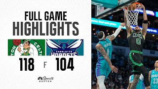 HIGHLIGHTS Celtics finish sixgame road trip by beating the Hornets for 59th win of the season [upl. by Nwahsav]