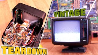 Vintage Teardown 2  Old Portable TV  Cathode Ray Tube and Flyback [upl. by Babcock]