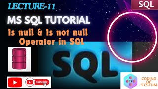 Is null amp is not null operator in sql  SQL full tutorial for data analytics  sql [upl. by Bullen]