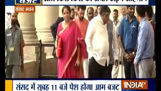 Budget 201920 Finance Minister Nirmala Sitharaman Reaches Parliament [upl. by Debra]