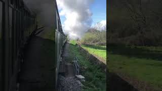 West Country class 34028 charges towards corfe castle the swanage railway￼ [upl. by Notsgnik]