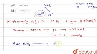 In an experiment addition of 40mL of 0005MBaCl2 to 160mL of arsenious sulphide [upl. by Cung]