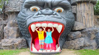 Adriana and Ali pretend play in the Adventure Park Family Fun [upl. by Arimak]