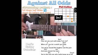 Against All Odds— Phil Collins guitar chords w lyrics amp strumming tutorial [upl. by Etirugram]