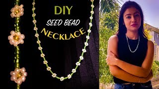 How to make Seed Bead Necklace at home  DIY Jewellery Tutorial [upl. by Aidnac724]