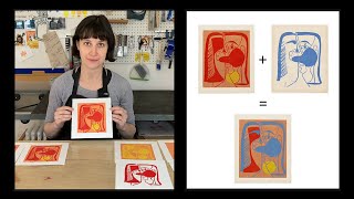 Artist Demonstrating Picasso’s Reduction Linocut Technique [upl. by Imis]