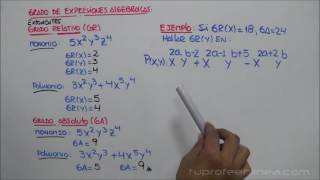 GRADO RELATIVO Y GRADO ABSOLUTO DE UN MONOMIO Y POLINOMIO Teoría y ejemplos [upl. by Ylluz526]