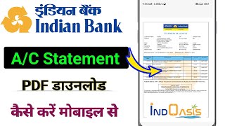 Indian bank account statement download kaise kren  how to download statement for Indian bank [upl. by Yngad592]