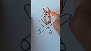 How to draw fire drawing in easy wayeasyartcreator easydrawing easy [upl. by Annuahsal]