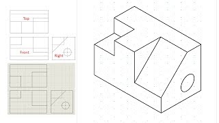 Isometric view drawing example 1 easy Links to practice files in description [upl. by Otrebtuc]