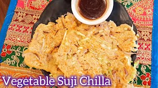 Vegetable Suji Pancake  Suji Ka Cheela  Instant Rava Uttapam  Sooji Ka Nashta  Lunch Box Recipe [upl. by Tivad]