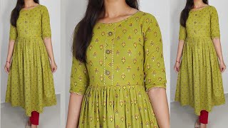 Naira Style Kurti design Cutting and Stitching  kurti neck design Frock suit cutting amp stitching [upl. by Reviere]