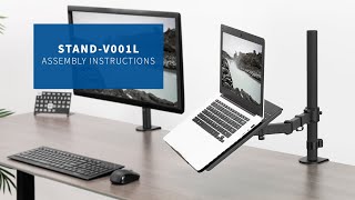 STANDV001L Laptop Tray and Desk Mount Assembly by VIVO [upl. by Eirffej716]