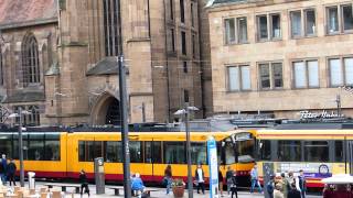 Heilbronn  SBahn und Straßenbahn begegnen sich am Heilbronner Rathaus [upl. by Ahron]