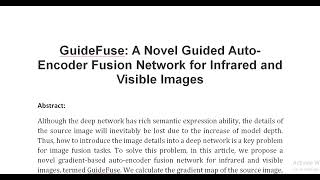 GuideFuse A Novel Guided Auto Encoder Fusion Network for Infrared and Visible Images [upl. by Suiraj825]