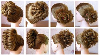 4 Easy Updos for Medium Hair 💖 Braided High Bun Hairstyles 💖 Tuto Coiffures Chignon Originaux [upl. by Samuella333]