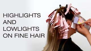 Highlights and Lowlights on Fine Thin Hair  How to Add Fullness with Hair Color  Kenra Color [upl. by Anaeli]