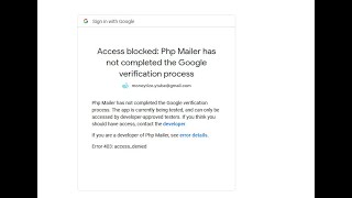 Access blocked App not completed the Google verification process error in oauth2 [upl. by Notwen]