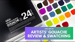 Holbein Artists Gouache 24 Set Colors Review amp Swatching [upl. by Kandace401]