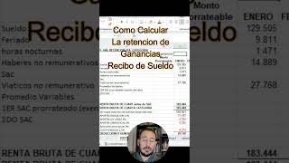 Como Calcular RETENCION del Impuesto a las GANANCIAS Acumulativo EXCEL impuestoalasganancias [upl. by Fanny]