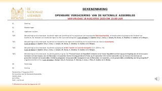 18 AUGUSTUS 2023  OPENBARE VERGADERING VAN DE NATIONALE ASSEMBLEE [upl. by Yebloc712]